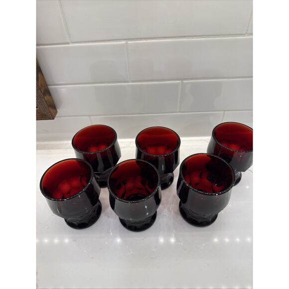 Anchor Hocking Royal Ruby Red Juice Glasses 3.25" Set of 6 ~ Vintage 1930-1960 - Picture 3 of 5